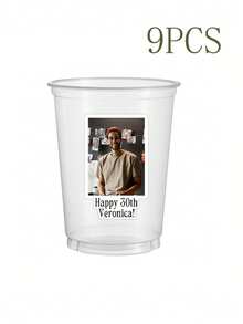 3/9/18张复古个性化生日派对姓名贴纸,可定制80、90年代生日装饰,含人像杯贴,适用于21岁、30岁、40岁和50岁生日派对装饰,复古生日派对用品 - 多色 - 查看 9