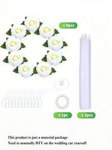 9 bông hồng trắng trang trí xe cưới, hoa giả, trang trí gương chiếu hậu, nơ ruy băng, đạo cụ chụp ảnh hoa, trang trí phía trước xe cô dâu tự làm, trang trí tay nắm cửa, trang trí nhà cửa cho tiệc lễ hội, trang trí đám cưới, ngày Valentine, quà tốt nghiệp - trắng - Xem 9