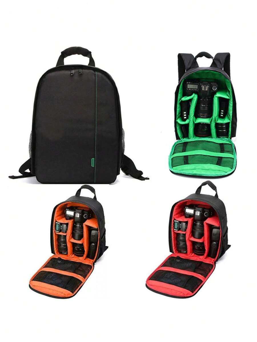 Túi đựng máy ảnh đa năng mới, túi bảo quản máy ảnh chống nước, túi đựng máy ảnh nhẹ unisex, túi đeo vai đôi hình chữ J, phù hợp cho máy ảnh ngoài trời, ba lô dung tích lớn (màu khóa kéo và lớp lót ngẫu nhiên) - Nhiều màu - Xem 1