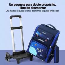 Carrito plegable de aleación de aluminio, carrito para mochila escolar, mochila plegable con ruedas de aluminio, ideal para viajes y uso en el campus. - Negro - Ver 8
