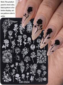 1pc Y2K Style Gold Stamping Nail Art Plate, Nail Art Accessories & Tools, Nail Salon Supplies - Silver - View 1