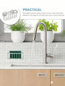 Stainless Steel Sponge Holder With Suction Cup Easy To Install Space Saving Multifunctional Durable Cleaning Tool For Sponges Scrubbers And Soap Suitable For Kitchen And Bathroom For Sponges Small Tools Keeps Surfaces Clean Household Accessories - Multicolor - View 7
