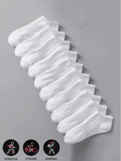 5/10 par vita vertikalt randiga korta strumpor för kvinnor, minimalistiskt mode, mångsidiga, andningsbara, luktbeständiga