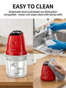 Máy xay thực phẩm mini SOKANY06009 0.7L - Máy xay thịt điện, lưỡi dao bằng thép không gỉ, hai tốc độ, thích hợp để xay thịt/rau củ/thức ăn cho trẻ em, trộn nước sốt, thiết bị nhà bếp nhỏ gọn dùng trong gia đình và ký túc xá. - Đỏ - Xem 10