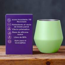Vaso/Copa con Luz, FAB-17, Copa 2 en 1, Vaso para fiestas, Para Vino/Coctel/Jugo/Champán, De acero inoxidable, prismático armable con luz, Copa, Copa con luces de colores, Copa con luz para reuniones, Vaso de acero inoxidable, Vaso para vino, capacidad 14 Oz/410 ml. - Verde - Ver 4