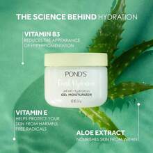 PONDS Fresh Hydration Gel Moisturizer U2013 24 HR Hydration With Aloe Vera Extract, Vitamin E &Amp; B3 Niacinamide U2013 Alcohol &Amp; Oil-Free Face Moisturizer U2013 Dermatologist Tested, 34 Oz - White - 查看 2