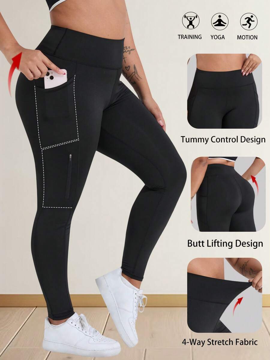 Quần tập yoga nâng mông giảm béo cỡ lớn 7/8 có túi bên hông, thích hợp cho thể thao, chạy bộ, tập luyện, thể hình, mặc thường ngày
