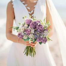 1pc/80stems Romantic Silk Peony Hydrangea Bouquet Artificial Flowers, Plastic Flower Arrangement For Wedding/Home/Bedroom/Living Room/Dining Table Decor, Bridal Bouquet, Mother's Day - Mauve Purple - View 8