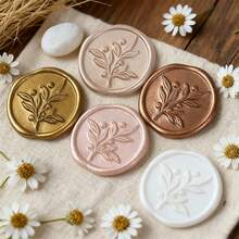 10pcs Wax Seal Stickers, Wax Seal Stamp Stickers, Finished Leaf Branch Camellia Leaf Wax Seal Closure Stickers, For Envelopes
