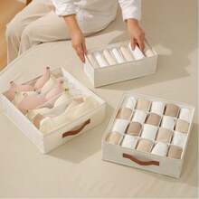 1pc Drawer Style Underwear Storage Box, Multi-Functional Foldable Lingerie Organizer Box, Separate Sock Drawer, Suitable For Bras, Socks, Panties, Belts, Space-Saving Wardrobe Organizer With Handle For Easy Access, Applicable For Closet, Bedroom, Home, Dorm, Also Can Be Used As Room Decor, Bedroom Decor, Valentine's Day Gift, Valentine's Day Decoration - Beige - View 8