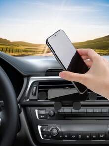 1pc New Black Mirror Car Phone Holder, "I-Shaped" Invisible Gravity Car Universal Air Vent Phone Mount, Retractable & 360 Degree Rotatable - A - View 3