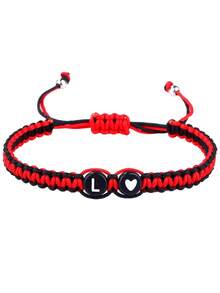 1pc Black & White Heart And 26 Letter Braided Bracelet, Minimalist Versatile Heart Couple Jewelry Bracelet - B3542 - View 29