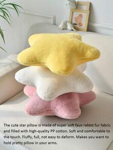 11.81"/15.74" Cute Star Plush Throw Pillow, Soft Faux Fur Material Cushion, Christmas Decoration For Sofa, Bedroom And Living Room, Great Christmas Gift For Family And Friends - 白色 - 查看 2