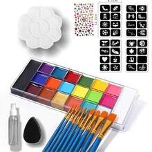 20 Colors Face Painting Kit, Oil-Based Body Paint Set With Full Tools, Vibrant Colors Suitable For Halloween, Christmas, Carnival Party, Performance, Sports Events, Cosplay - Multicolor - View 12