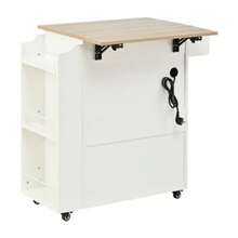 Kitchen Trolley With Folding Worktop, Drawers, Anti-Roll Kitchen Cabinet With Shelf, Towel Rack, Spice Rack, Serving Trolley - White - View 7
