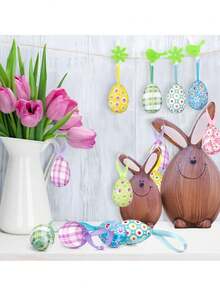 8pcs Colorful Easter Decorative Eggs, Foam Wrapped Colored Eggs, Hanging Style Decorative Eggs, Lucky Eggs, Spring Easter Decorations, Decorative Baskets, Easter Tree Ornaments, Game Prizes, Easter Gifts, Holiday Birthday Party Favors And Home Decor - Nhiều màu - Xem 4