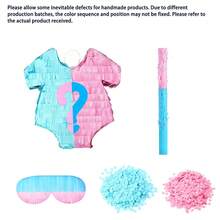 Set de 5 piñatas para revelación de género, piñata temática para fiesta de revelación de género, decoración de fiesta, decoración divertida de piñata, utilería fotográfica, adecuada para diversas fiestas, incluye palo, venda para los ojos, confeti azul y rosa - Rosa - Ver 8