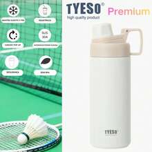 TYESO 900ML (30OZ) Vacuum Insulated Water Bottle With Carrying Handle, Iridescent Colors. Stainless Steel Coffee Cup With Straw, Thermal Bottle, Thermal Cup, 100% Leak-Proof, Keeps Temperature For 24 Hours For Hot/Cold Drinks Or 10 Hours For Hot Drinks. Suitable For Water, Iced Tea, Coffee, Smoothies And Other Beverages. An Ideal Choice For Festive Or Birthday Gifts. - 白色的 - 查看 15