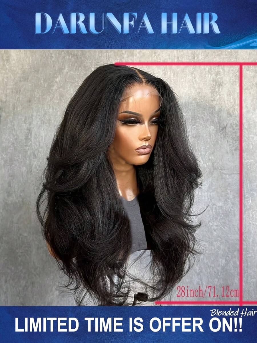 Water Wave Lace Front Wigs Blended Human Hair 13x4 Lace Front Wigs Pre Plucked With Baby Hair Wet And Wavy Brazilian Virgin Deep Curly Lace Frontal Wigs 200% Density - Natural & Black - View 1