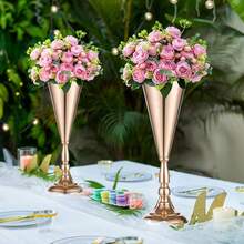 10 Pack Metal Tabletop Flower Stand Gold Vase With 2 Pack Gold Column Flower Stand Wedding Centrepieces Acrylic Panel Metal Floor Geometric Column Vases Tall Floor Vase For Centerpieces Geometric Flower Rack For Wedding Party Home Decorations Summer Birthday Gifts Beach Decor - 彩色 - 查看 11