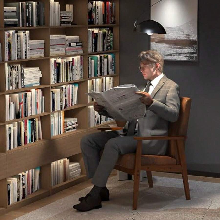 ARREDAMENTI Silla Decorativa Moderna Mediados Siglo con Marco MaderaSillas Tapizadas para Sala Estar Sillón Lectura Tela para Terraza Acristalada Dormitorio Marrón Vintage - MarrnVintage - Ver 1