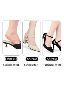 1 Pair Adjustable High Heel Straps, Non-Slip Design With Durable Stitched Buckle And Metal Eyelets, Easy To Install For Sandals, Slippers, Flip Flops, Wide Fit Sandals (Black/Beige/Transparent) - Multicolor - View 9