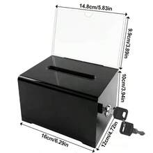Acrylic Donation Box With Locks &Sign Holder Ballot Suggestion Box Voting Box - Black - View 2