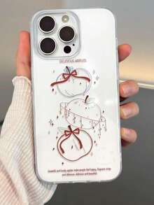 1pc Gift Apple Bow Bear Anti-Drop Full Coverage Phone Case Protective Cover For IPhone 11/12/13/14/15/16/17/Pro Max - White - View 1