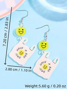 1 Par de Brincos Criativos e Engraçados com Rosto Sorridente Personalizado "Tenha Um Mau Dia", Presente de Joias para Mulheres, Adequado para Uso Diário, Feriados e Festas - Multicolorido - Visão 5