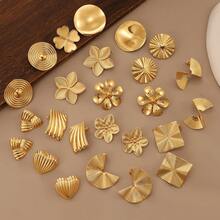 Set de 10 piezas de aretes geométricos dorados para mujer, entrega aleatoria - Plateado - Ver 31