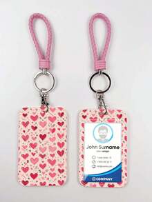 1pc ABS Pink Rope Heart Glowing Bow Knot Pattern Fashion Keychain Pendant, Bag Charm, Student Bus Protector - Multicolor - View 2