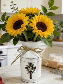 Distressed White Flower Vase. Suitable For Pink Peony & Silver Leaf Bouquet, Paired With An Open Notebook On A Lace Tablecloth, Accented With Flower Petals To Create A Gentle And Elegant Literary Atmosphere. - White - View 4