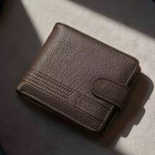 男士钱包，黑色/咖啡色/棕色，短款，简约时尚，多卡位，大容量，超薄三折软皮/PU钱包，拉链封口，新款商务零钱包 - A - 查看 9