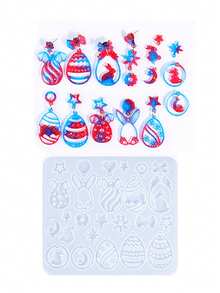 1pc Easter Themed Earring Resin Mold, Rabbit Egg Pendant Silicone Mold, DIY Cute Little Rabbit Pendant Earring Silicone Mold, Easter Egg Pendant Jewelry Drip Mold - White - View 12