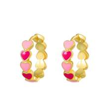 1 Pair Women's Elegant Oil Drop Heart Shaped Hoop Earrings, Suitable For Daily Wear, Valentine's Day Gift - Gold - View 1