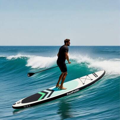 1 Set de Tabla de Paddle Inflable Fabricada con Tecnología de Recubrimiento de PVC Reforzado de Doble Capa, Dureza y Estabilidad Comparable a las Tablas de Paddle Rígidas Tradicionales, Excelente Rendimiento.