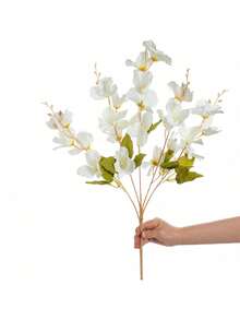 1 ramo de 65cm de flores artificiales de narciso y magnolia, adecuado para jarrones, sala de estar, centro de mesa de boda, tema romántico, plantas falsas, decoración de otoño, habitación, escritorio, decoración de jardín, Día de San Valentín, regalo de cumpleaños, graduación - Blanco - Ver 5
