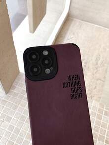 酒红色仿麂皮标语手机壳 - “当一切都不顺利时，就往左走” 美观防震 TPU 保护套，仿麂皮纹理，兼容 手机壳、 17 Pro Max 手机壳、手机套、可爱手机壳、11/13/14/15/16/16 Pro Max/16 Pro 手机壳，送给亲朋好友的完美礼物 - 酒紅色 - 查看 8