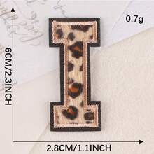 A-Z English Letter Patches, Leopard Print Embroidered Iron-On Stickers, Suitable For Clothing, DIY Name Apparel