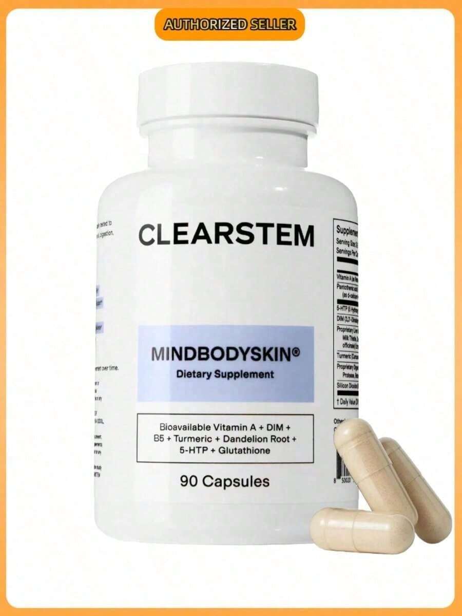 Bestseller!CLEARstem MINDBODYSKIN – Skin Wellness & Balance Supplement |     90 Plant-Based Capsules |     Supports Clear-Looking Skin, Gut Health & Daily Well-Being |     Adult Nutritional Formula.Supplement Vitamin,Free Shipping. - 1瓶 - 查看 1