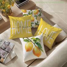 4pcs Watercolor Lemon "Home Sweet Home & Love Lives Here" Inspirational Quote Print Throw Pillow Covers [No Pillow Insert], 17.7*17.7in(45*45cm)/19.69*19.69in(50*50cm)/15.75*15.75in(40*40cm), [Single-Sided Print] Minimalist Modern Polyester Cushion Covers For Sofa, Bed, Living Room, Bedroom, Car, Office, Hotel Decor, Perfect Gift For Family And Friends, All Seasons - Multicolor - View 11