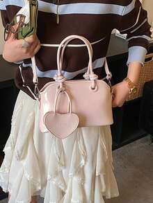 Fashionable Niche Women's Bag, Retro 2026 New Ins Polka Dot Shoulder Crossbody Bowling Bag, Autumn/Winter - Pink - View 3