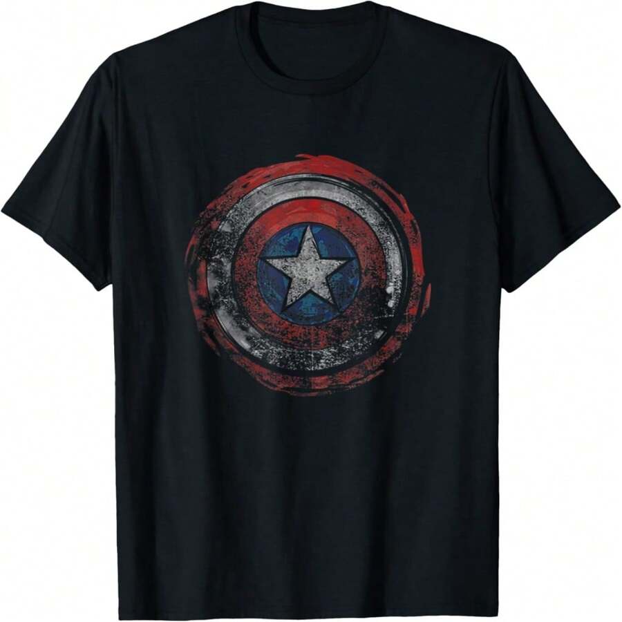 Comics Di Painted Captain A Shield T-Shirt - Đen 2 - Xem 1