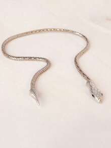 1pc Exaggerated Multi-Function Body Chain, Snake Wrapped Necklace, Y-Shaped Necklace, Wrapped Bracelet, Adjustable Unique Body Chain - Silver - View 5