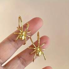 1 Pair Of Vintage Handmade Silver Spider Ear Hooks For Women, Unique And High-End, Fashionable Earrings. - Bạc - Xem 4