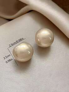 1对米色2.5厘米/0.98英寸复古简约时尚仿珍珠耳钉，优雅秋冬新款设计，百搭高端耳环，适合女性，派对、日常佩戴、节日等场合。 - 米色 - 查看 8