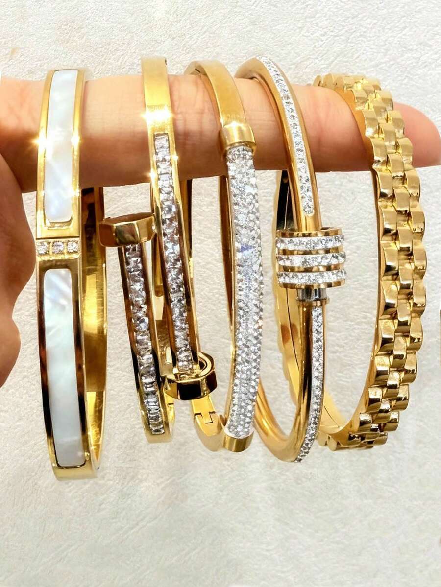 Bộ 5 vòng tay hình ngôi sao lấp lánh sang trọng, tối giản dành cho nữ, chất liệu thép titan cao cấp.