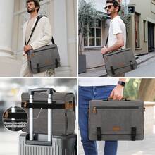 NEWHEY 17-17.3 Inch Men's Canvas Laptop Bag Messenger Bag Briefcase Large Capacity Computer Shoulder Bag With Padded Compartment, Black/Grey - Multicolor - View 10