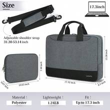 NEWHEY Laptop Briefcase 14-17.3 Inches For Men And Women, Laptop Portfolio For Women, Waterproof Oxford Fabric, Compatible With 14-15.6 And 17-17.3" Air/Pro/, Grey And Pink - Multicolor - View 5