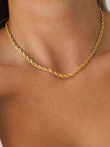 قلادة حبل مجدول ذهبي عصري لرجال الهيب هوب - قلادة سلسلة مضفرة عصرية على طراز الهيب هوب - مشاهدة 9